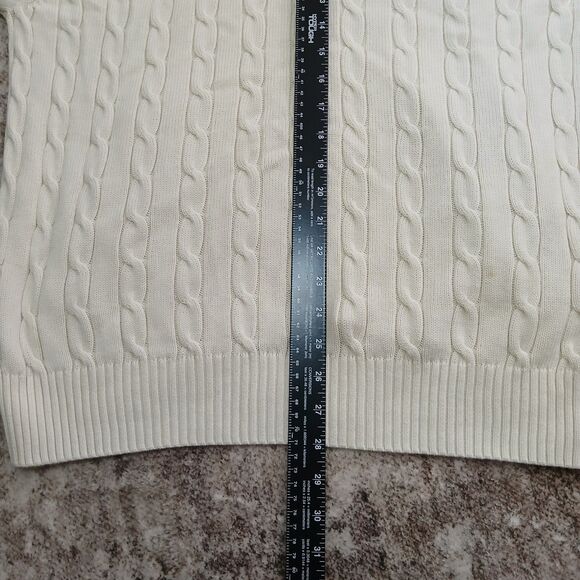 Cremieux Classics Men's L 1/4 Zip Cream Pullover Cable Knit Sweater Grandpacore - Picture 13 of 13